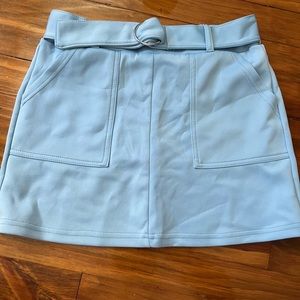 Stretchy blue mini skirt with belt detail (not detachable)